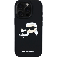 Karl Lagerfeld 3D Rubber Double Heads калъф за iPhone 16 Pro - черен