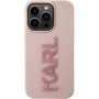 Karl Lagerfeld 3D Rubber Glitter Logo Karl кейс за iPhone 15 Pro Max - розов