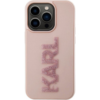 Karl Lagerfeld 3D Rubber Glitter Logo Karl кейс за iPhone 15 Pro Max - розов
