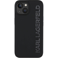 Karl Lagerfeld 3D гумен блясък лого калъф за iPhone 14 - черен