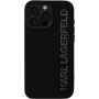 Karl Lagerfeld 3D гумен блясък лого калъф за iPhone 16 Pro Max - черен