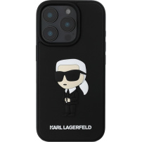 Karl Lagerfeld 3D Rubber Ikonik cover за iPhone 16 Pro Max - черен