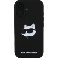 Karl Lagerfeld Choupette Head Silicone Cover с MagSafe за iPhone 16 - Черен