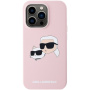 Силиконов калъф Karl Lagerfeld Double Heads с MagSafe за iPhone 15 Pro - розов