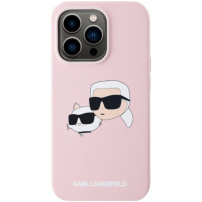 Силиконов калъф Karl Lagerfeld Double Heads с MagSafe за iPhone 15 Pro - розов