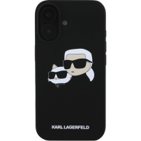 Karl Lagerfeld Силиконов калъф Double Heads с MagSafe за iPhone 16 Plus - черен
