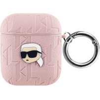 Калъф Karl Lagerfeld Embossed Karl Head за AirPods 1 / 2 - розов