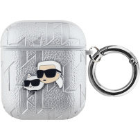 Калъф Karl Lagerfeld Embossed Karl Head за AirPods 1 / 2 - сребърен