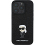 Karl Lagerfeld Fixed Glitter Metal Ikonik glitter cover за iPhone 16 Pro - черен