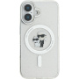 Karl Lagerfeld IML Glitter Karl and Choupette Glitter Cover with MagSafe за iPhone 16 - Сребрист