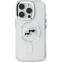 Karl Lagerfeld IML K&CH Heads Metal Frame Cover с MagSafe за iPhone 16 Pro - Clear