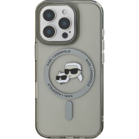 Karl Lagerfeld IML K&CH Heads Metal Frame Cover с MagSafe за iPhone 16 Pro Max - сив