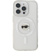Karl Lagerfeld IML Karl Head Metal Frame Cover с MagSafe за iPhone 16 Pro - Clear