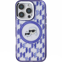 Karl Lagerfeld IML Monogram K&CH Heads Cover с MagSafe за iPhone 16 Pro Max - Лилав