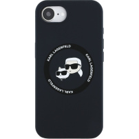 Karl Lagerfeld K&CH Heads силиконов калъф с MagSafe за iPhone 16e / 17e - черен