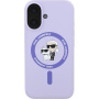 Karl Lagerfeld Силиконов калъф Karl and Choupette с MagSafe за iPhone 16 - лилав