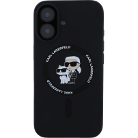 Karl Lagerfeld Силиконов калъф Karl and Choupette с MagSafe за iPhone 16 Plus - черен