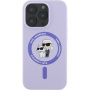 Karl Lagerfeld Силиконов калъф Karl and Choupette с MagSafe за iPhone 16 Pro Max - лилав