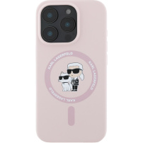Karl Lagerfeld Силиконов калъф Karl and Choupette с MagSafe за iPhone 16 Pro Max - розов