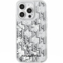 Калъф Karl Lagerfeld Liquid Glitter Monogram Gradient за iPhone 14 Pro Max - сребърен