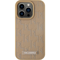 Калъф Karl Lagerfeld Monogram Metal Logo с MagSafe за iPhone 14 Pro Max - бежов