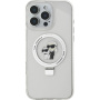 Karl Lagerfeld Ringstand Karl and Choupette Flip Cover и MagSafe за iPhone 16 Pro Max - Clear
