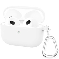 Силиконов калъф с карабинер за AirPods 3 - бял