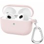 Силиконов калъф с карабинер за AirPods 3 - пясъчно розов