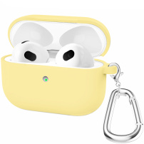 Силиконов калъф с карабинер за AirPods 3 - жълт