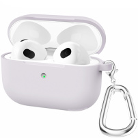 Силиконов калъф с карабинер за AirPods 3 - цвят лавандула