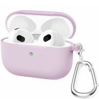 Силиконов калъф с карабинер за AirPods 3 - лилав