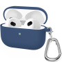 Силиконов калъф с карабинер за AirPods 3 - тъмносин