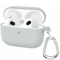 Силиконов калъф с карабинер за AirPods 3 - сив