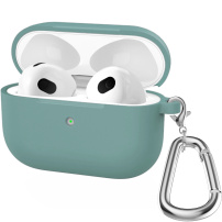 Силиконов калъф с карабинер за AirPods 3 - тъмно зелен
