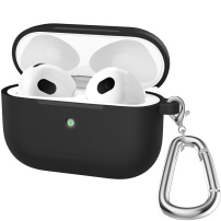 Силиконов калъф с карабинер за AirPods 3 - черен