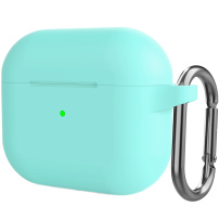 Силиконов защитен калъф с карабинер за AirPods 3 - тюркоазен