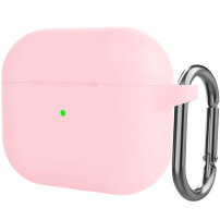Силиконов защитен калъф с карабинер за AirPods 3 - розов