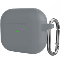 Силиконов защитен калъф с карабинер за AirPods 3 - тъмносив