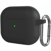 Силиконов защитен калъф с карабинер за AirPods 3 - черен