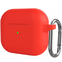 Силиконов защитен калъф с карабинер за AirPods 3 - червен