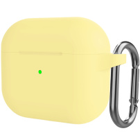 Силиконов защитен калъф с карабинер за AirPods 3 - жълт