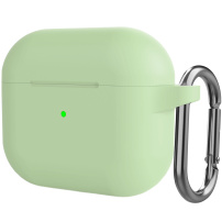 Силиконов защитен калъф с карабинер за AirPods 3 - зелен