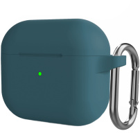 Силиконов защитен калъф с карабинер за AirPods 3 - цвят петрол