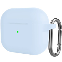 Силиконов защитен калъф с карабинер за AirPods 3 - светлосин