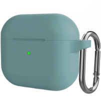 Силиконов защитен калъф с карабинер за AirPods 3 - цвят мента