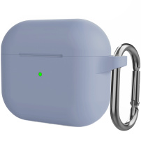 Силиконов защитен калъф с карабинер за AirPods 3 - синьо-сив