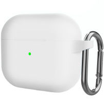 Силиконов защитен калъф с карабинер за AirPods 3 - син светещ в тъмното