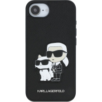 Karl Lagerfeld Saffiano Karl and Choupette калъф за iPhone 16e / 17e - черен