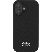 Lacoste Iconic Petit Pique Woven Logo Cover с MagSafe за iPhone 16 - черен