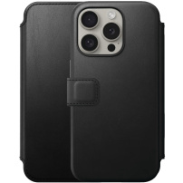 Nomad Modern Leather Folio флип калъф с MagSafe за iPhone 15 Pro Max - черно